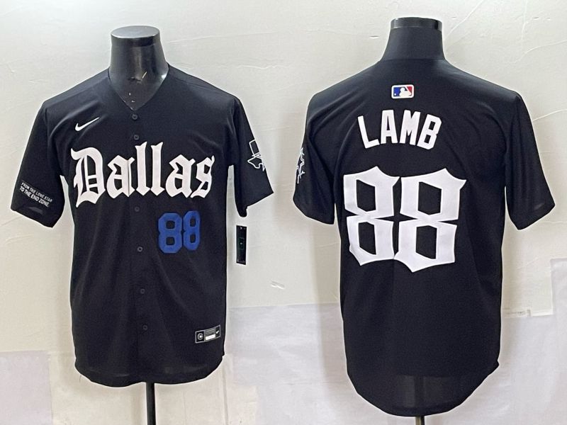 Men 2025 Nike Dallas Cowboys #88 Lamb Black 5th generation Joint Name Limited NFL Jersey 07